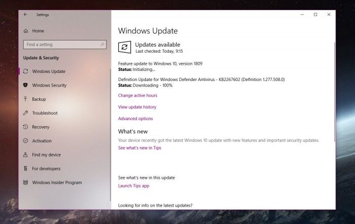 微軟發(fā)布Windows 10 2018年十月更新(版本1809)